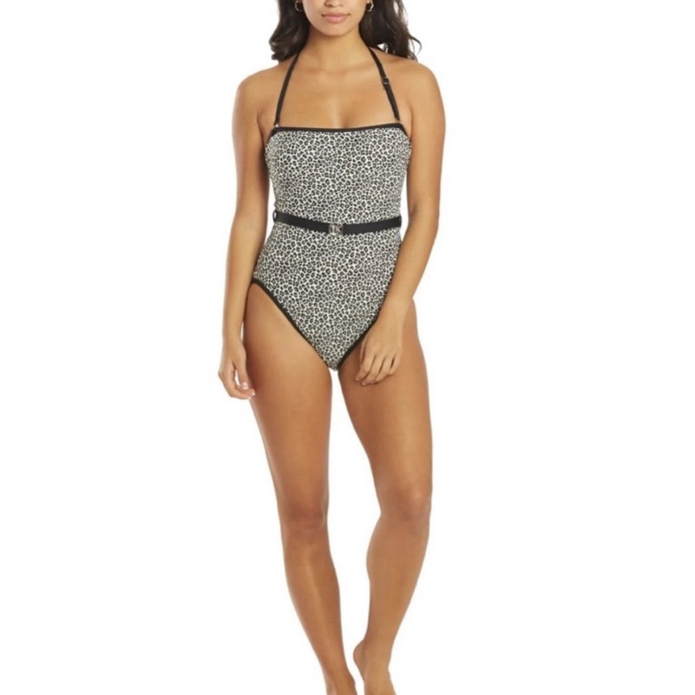 NWT Michael Kors Animal Print Belted One-Piece Swimsuit Size 8